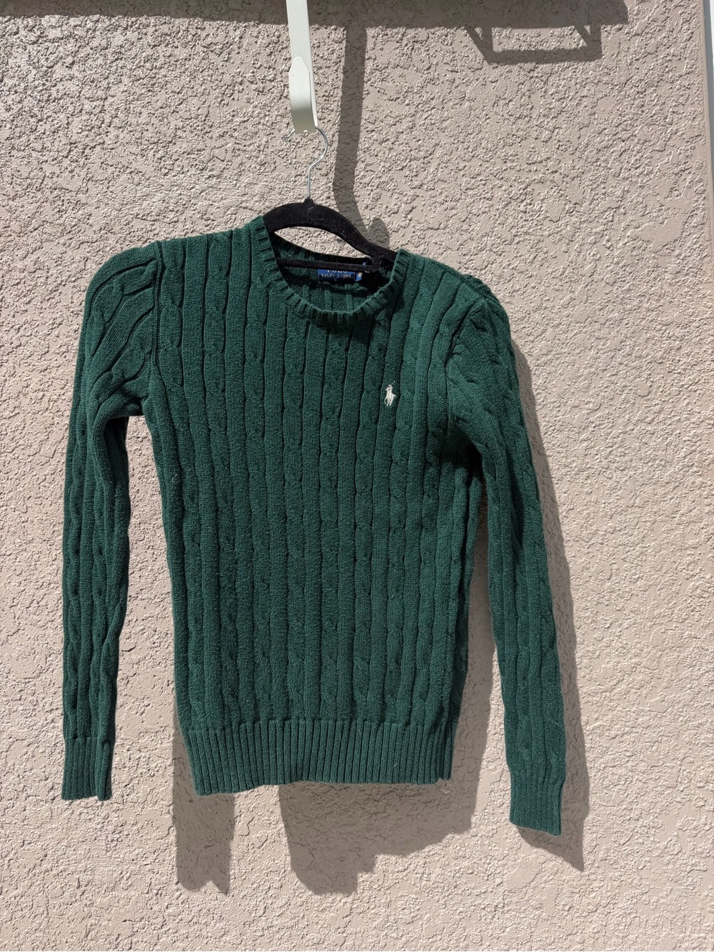 Ralph Lauren Dark Green Cable Crewneck Sweater